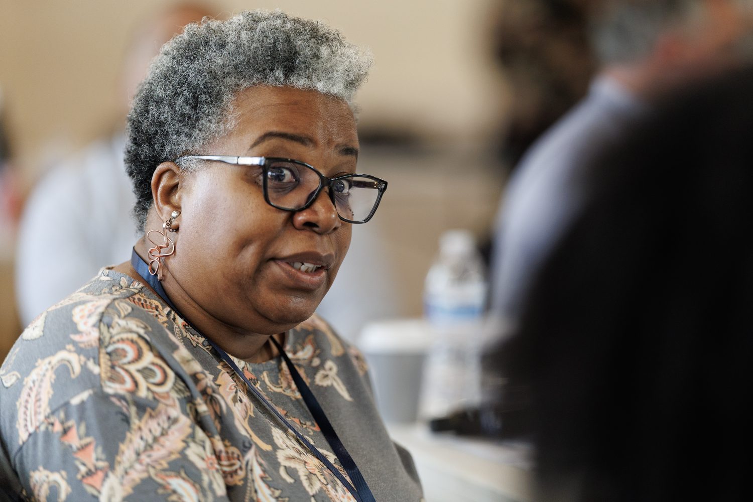 A participant listening during a session